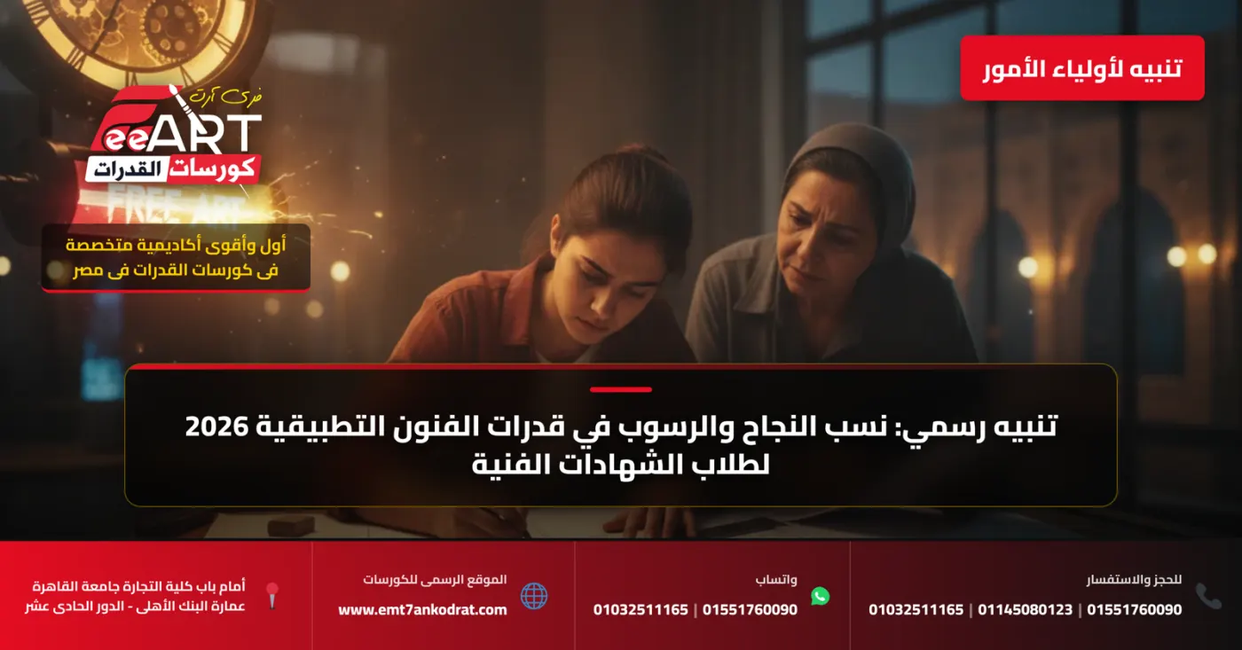 نسبة النجاح في قدرات الفنون التطبيقية - فري آرت أكاديمية القدرات